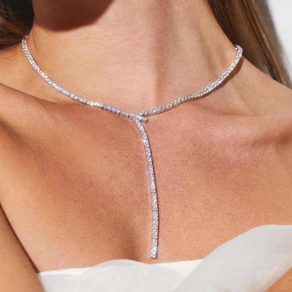Crystal Choker Necklace - Stonenfans 긴 Y자형 라리아트 링크 체인