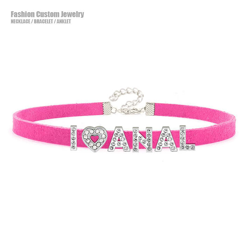 Crystal Choker Necklace - 섹시한 뜨거운 라인 석 편지 나는