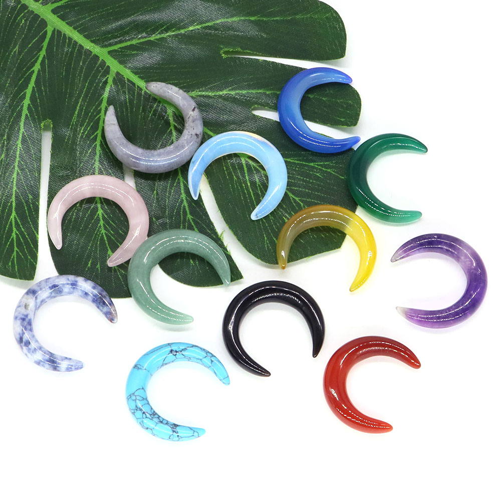 Gemstone Bracelet Healing - 30mm 초승달 모양 천연 크리스탈 힐링