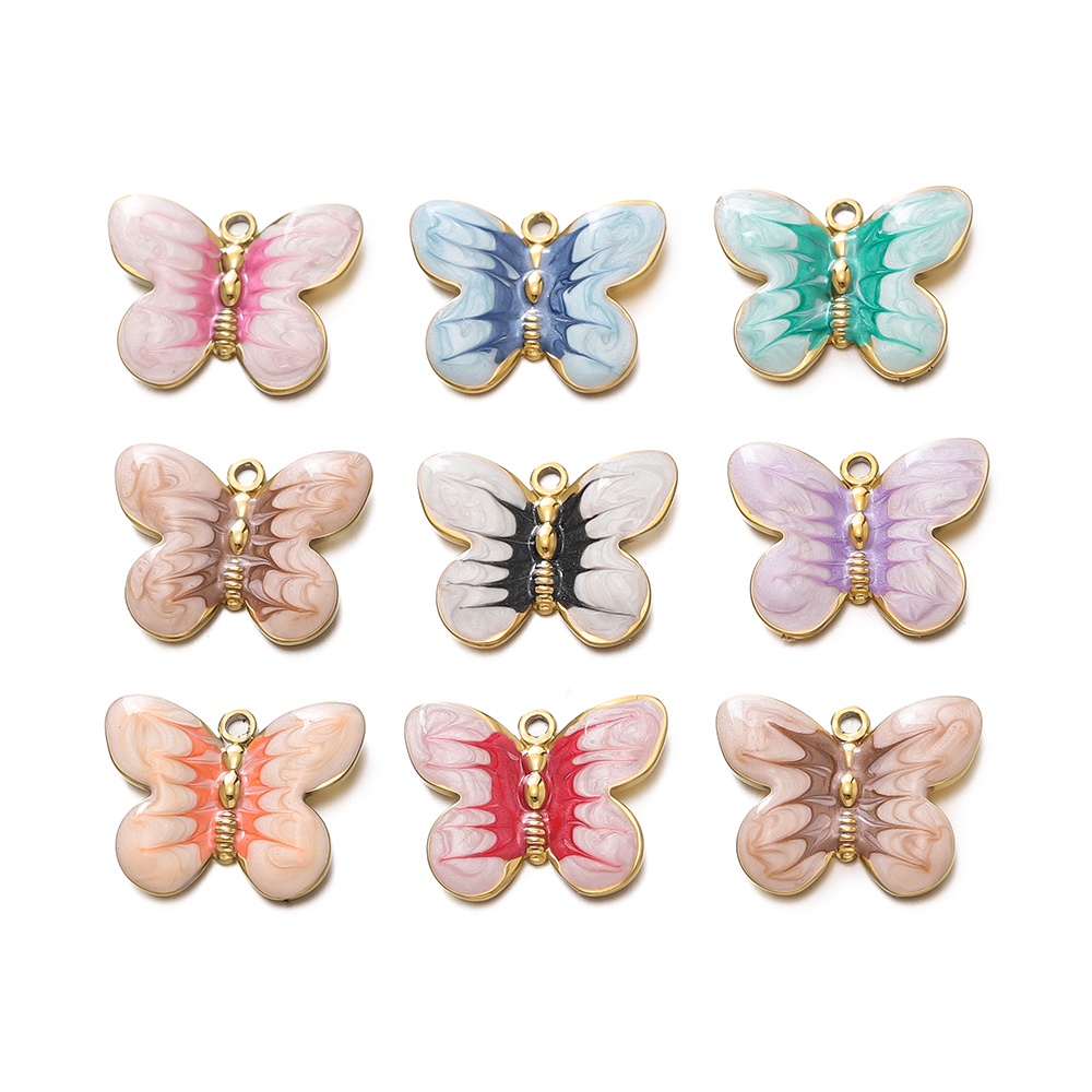 Butterfly Pendant Necklace - 2 개/몫 DIY 스테인레스 스틸 목걸이