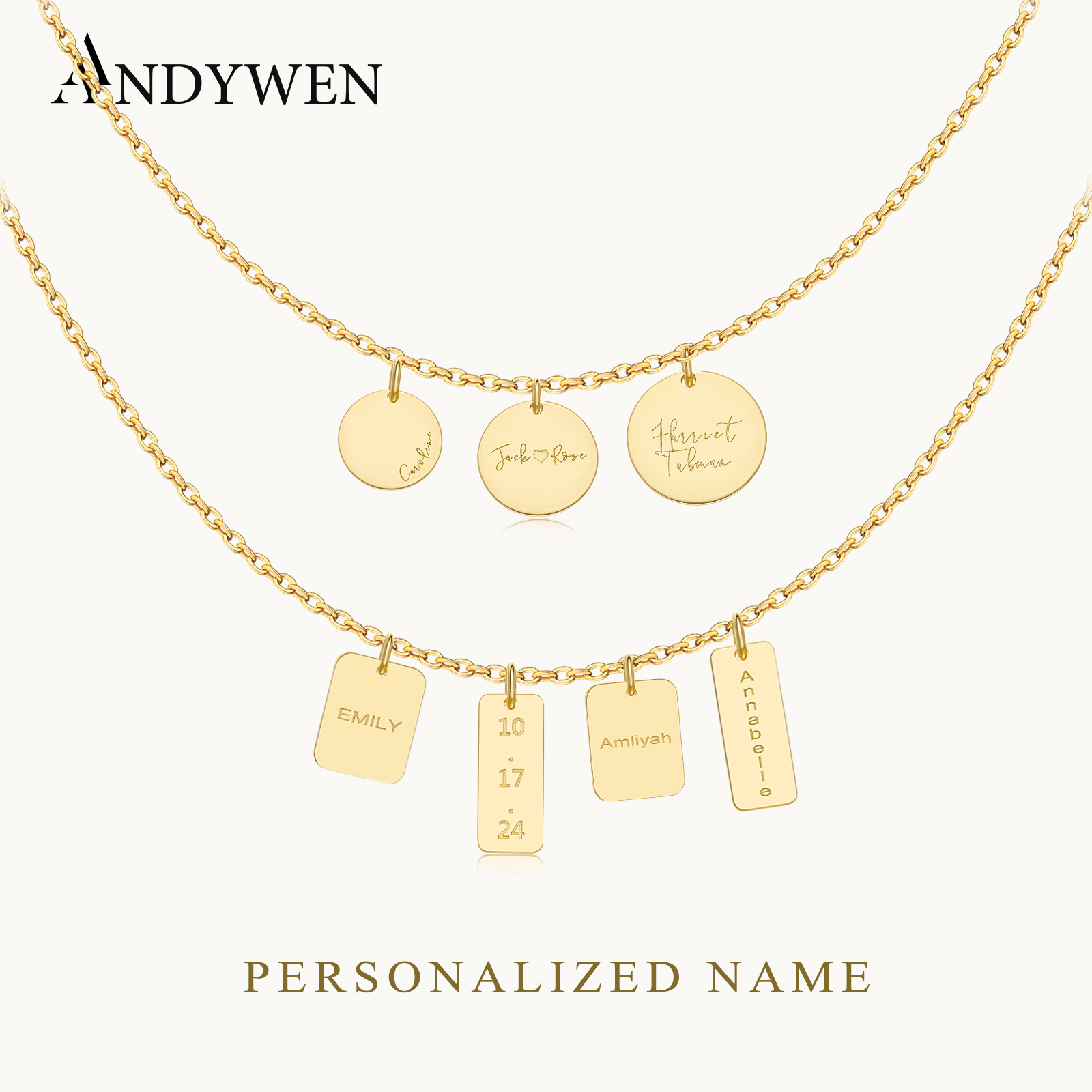 Engraved Name Necklace - 앤위엔 925 스털링 실버 맞춤형 이름