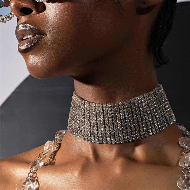 Crystal Choker Necklace - 여성용 크리스탈 목걸이, 초커 목걸이, 목걸이,
