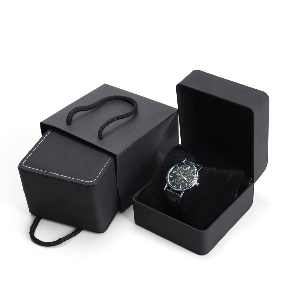 Mystery Jewelry Jar Watches - 남성용 PU 가죽 시계 상자, 둥근