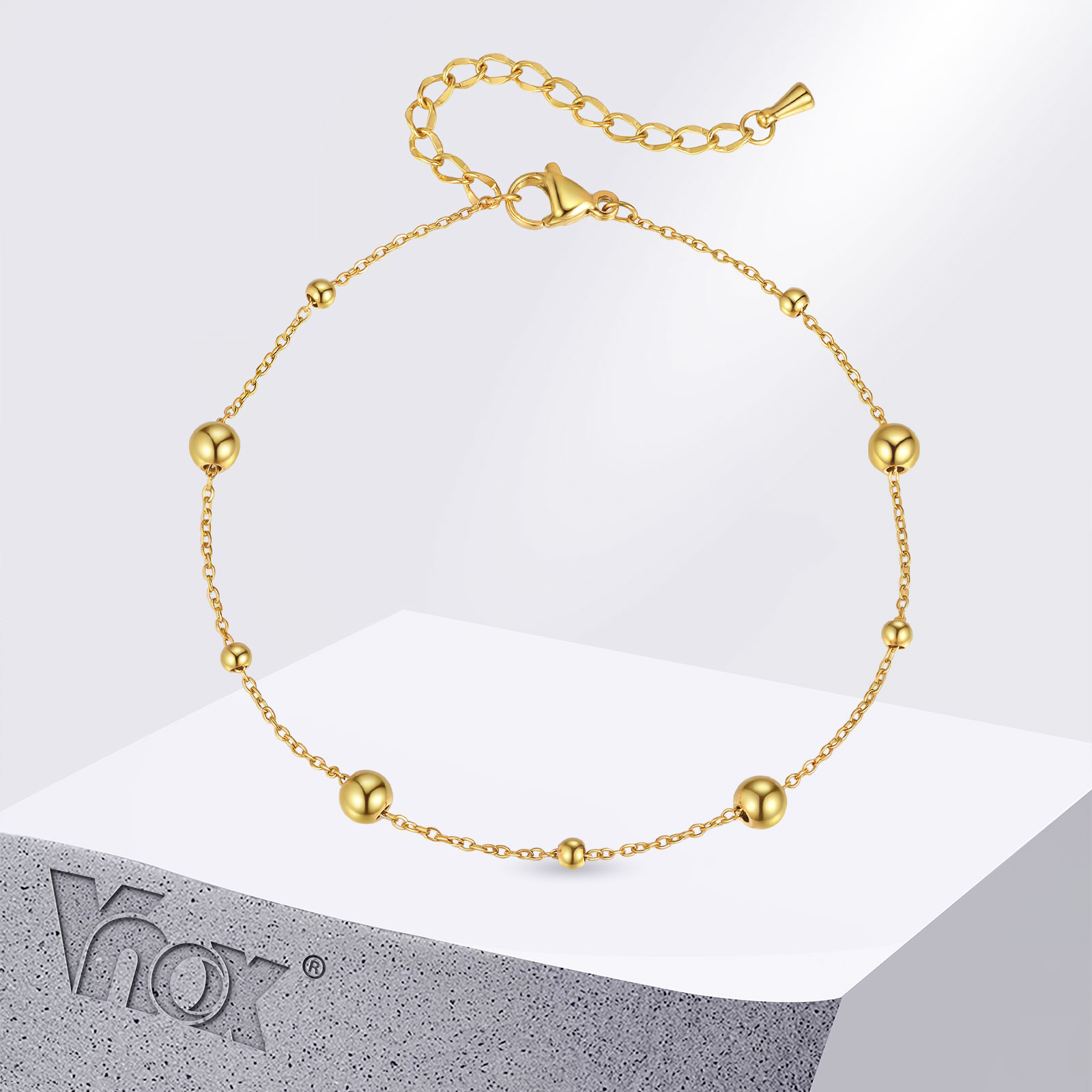 Jc Jewelry & Watches Reviews - Vnox 스테인레스 스틸 작은 구슬 발찌,