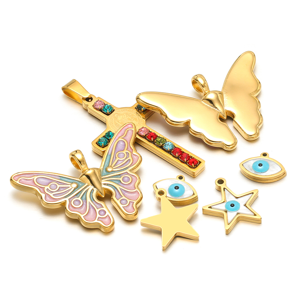 Butterfly Pendant Necklace - 5 개/몫 스테인레스 스틸 에나멜 스타