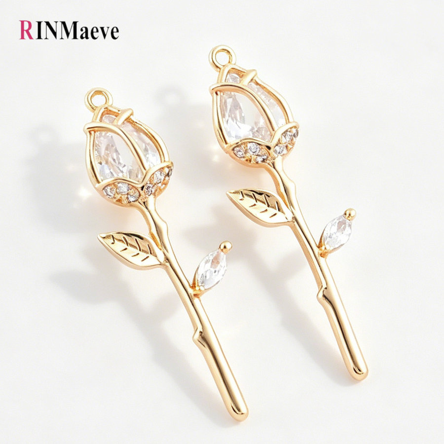 Rose Gold Bracelet - 4PCS 9.5*29MM 장미 꽃 18K 골드