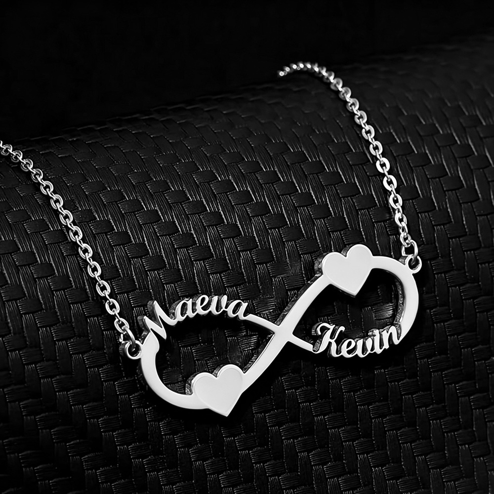 Engraved Name Necklace - 맞춤 이름 목걸이 인피니티 하트 펜던트