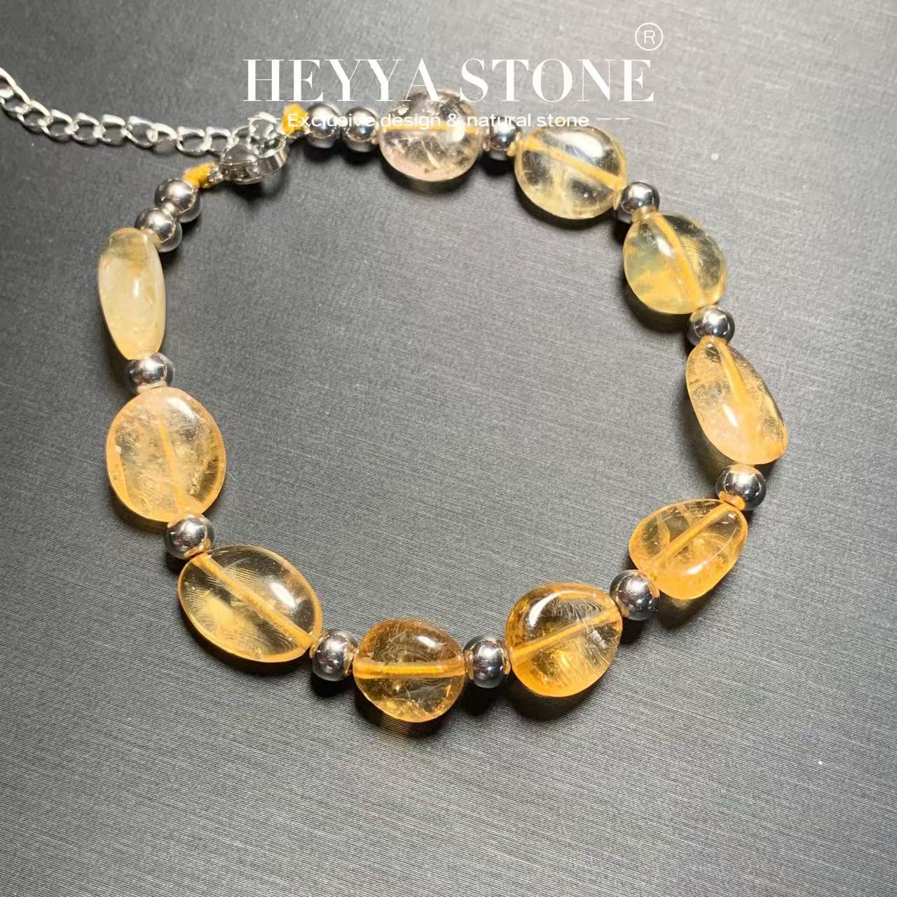 Gemstone Bracelet Healing - HEYYA 스톤 천연 황수정 팔찌, 에너지