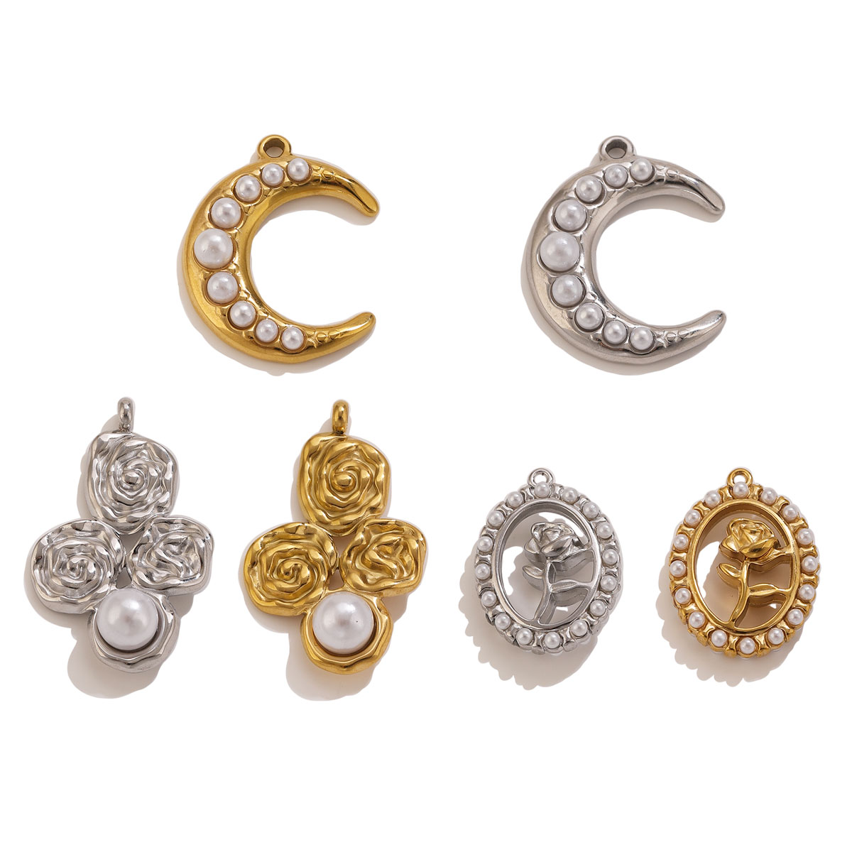 Rose Gold Bracelet - 5개 스테인레스 스틸 18K 금도금 달꽃