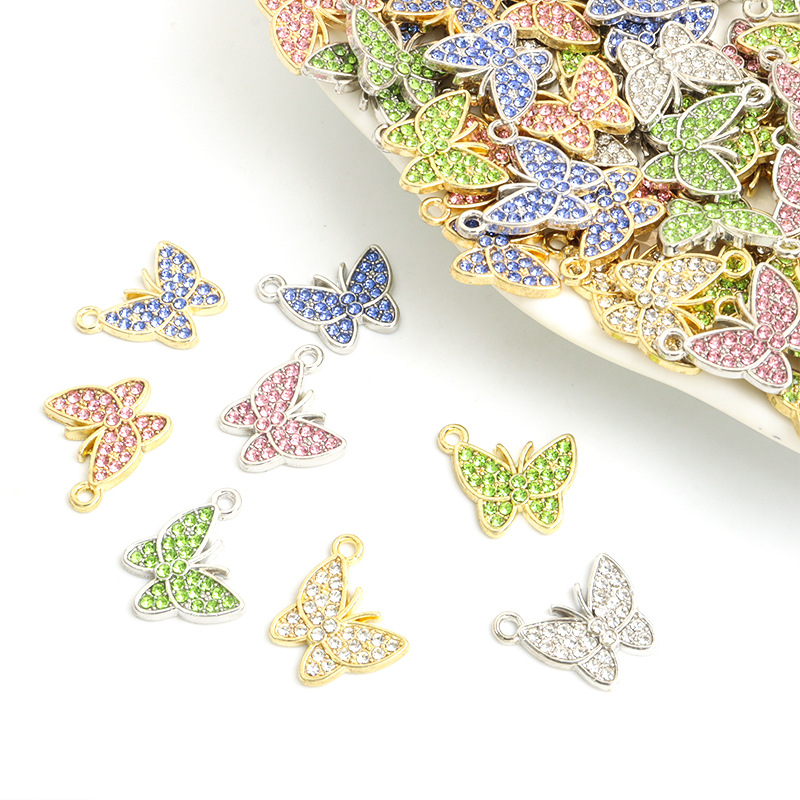 Butterfly Pendant Necklace - 100개/세트 나비 펜던트 참 크리스탈 장식
