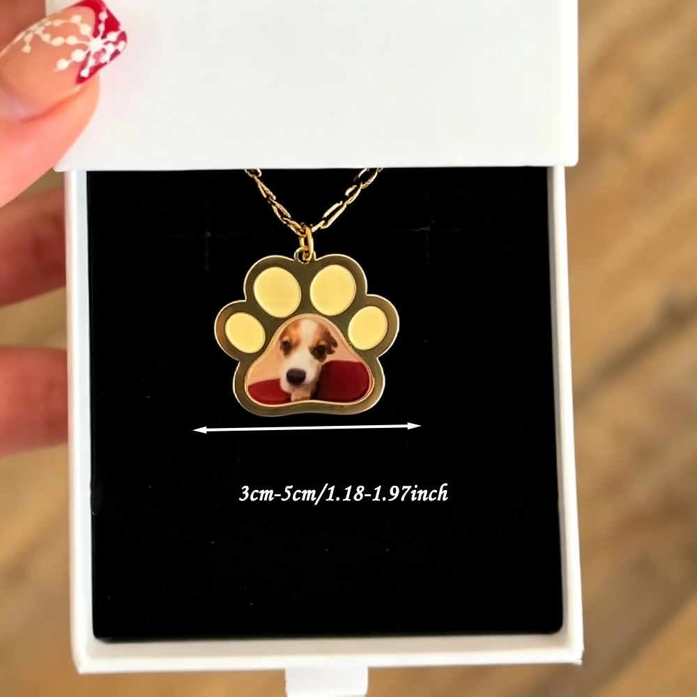개인화 된 애완 동물 발 색깔 인쇄 사진 목걸이 스테인 - Engraved Name Necklace 리뷰 및 가격