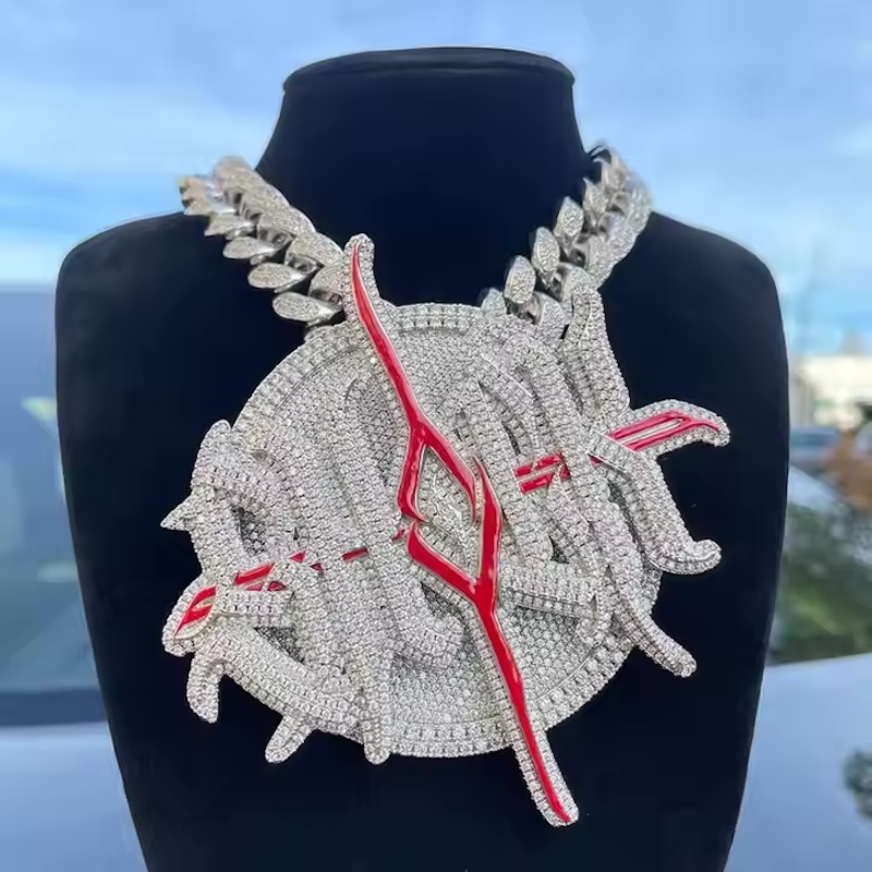 맞춤형 화이트 골드 도금 스털링 실버 회전형 펜던트 V - Hip Hop Chain Necklace 리뷰 및 가격