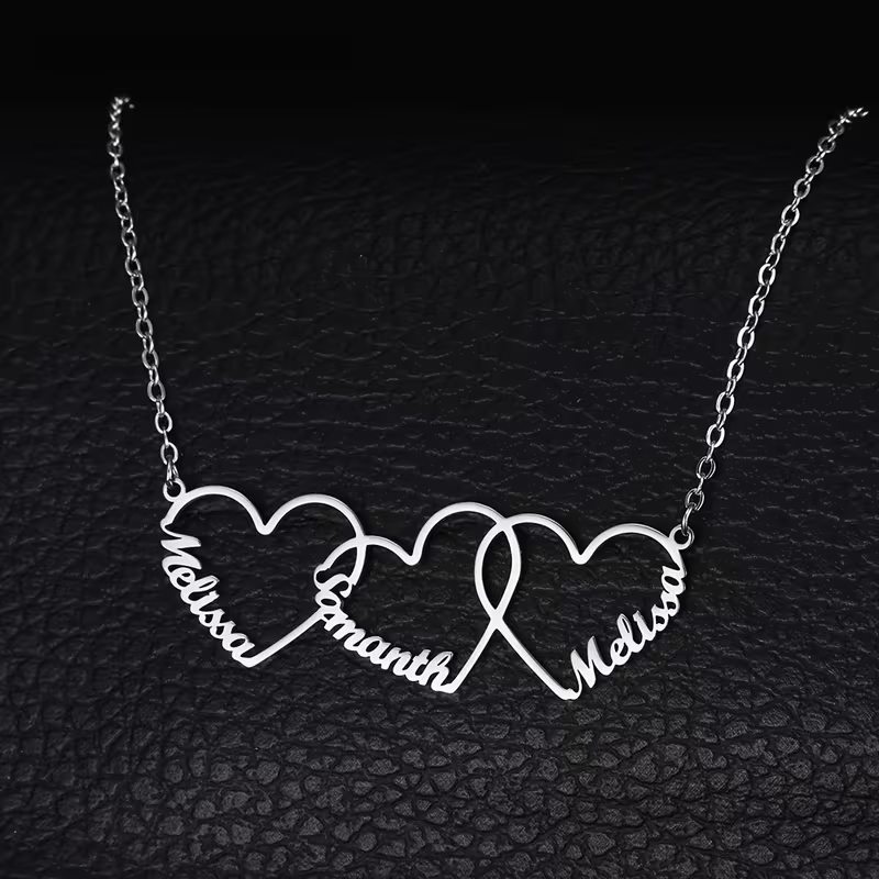 맞춤형 인터로킹 하트 네임 목걸이, 개인 맞춤 1/2/ - Engraved Name Necklace 리뷰 및 가격