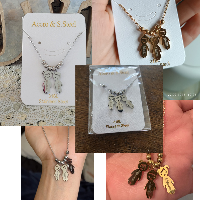 맞춤형 목걸이 및 조정 가능한 반지 세트, 스테인레스  - Engraved Name Necklace 리뷰 및 가격