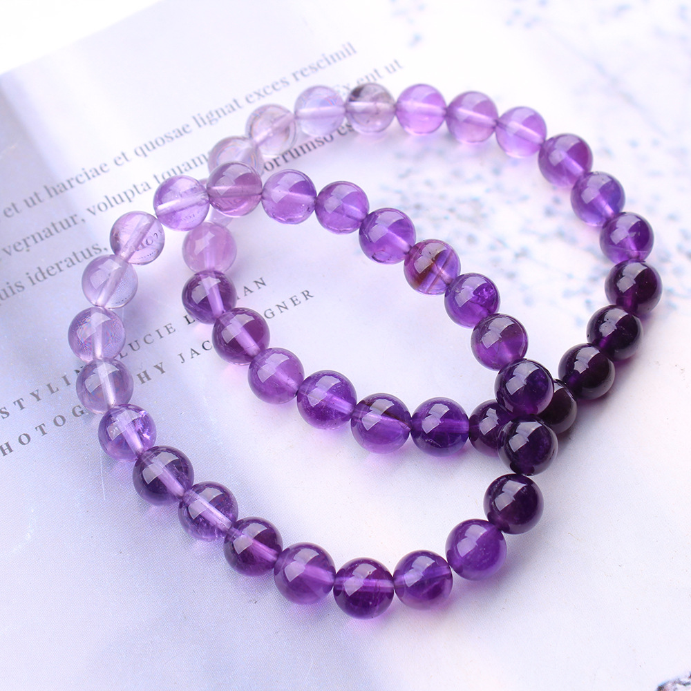 천연 보라색 자수정 쿼츠 투명한 라운드 비즈 팔찌 원석 - Gemstone Bracelet Healing 리뷰 및 가격