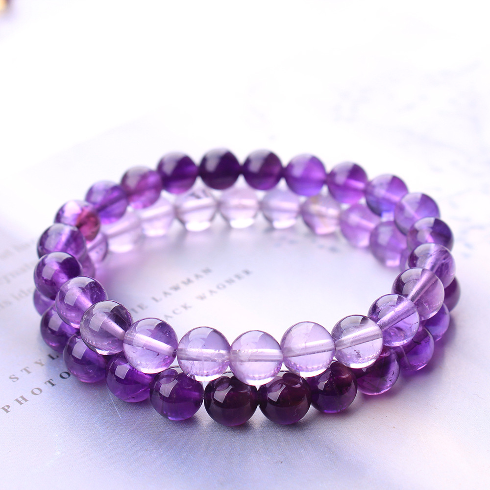 천연 보라색 자수정 쿼츠 투명한 라운드 비즈 팔찌 원석 - Gemstone Bracelet Healing 리뷰 및 가격