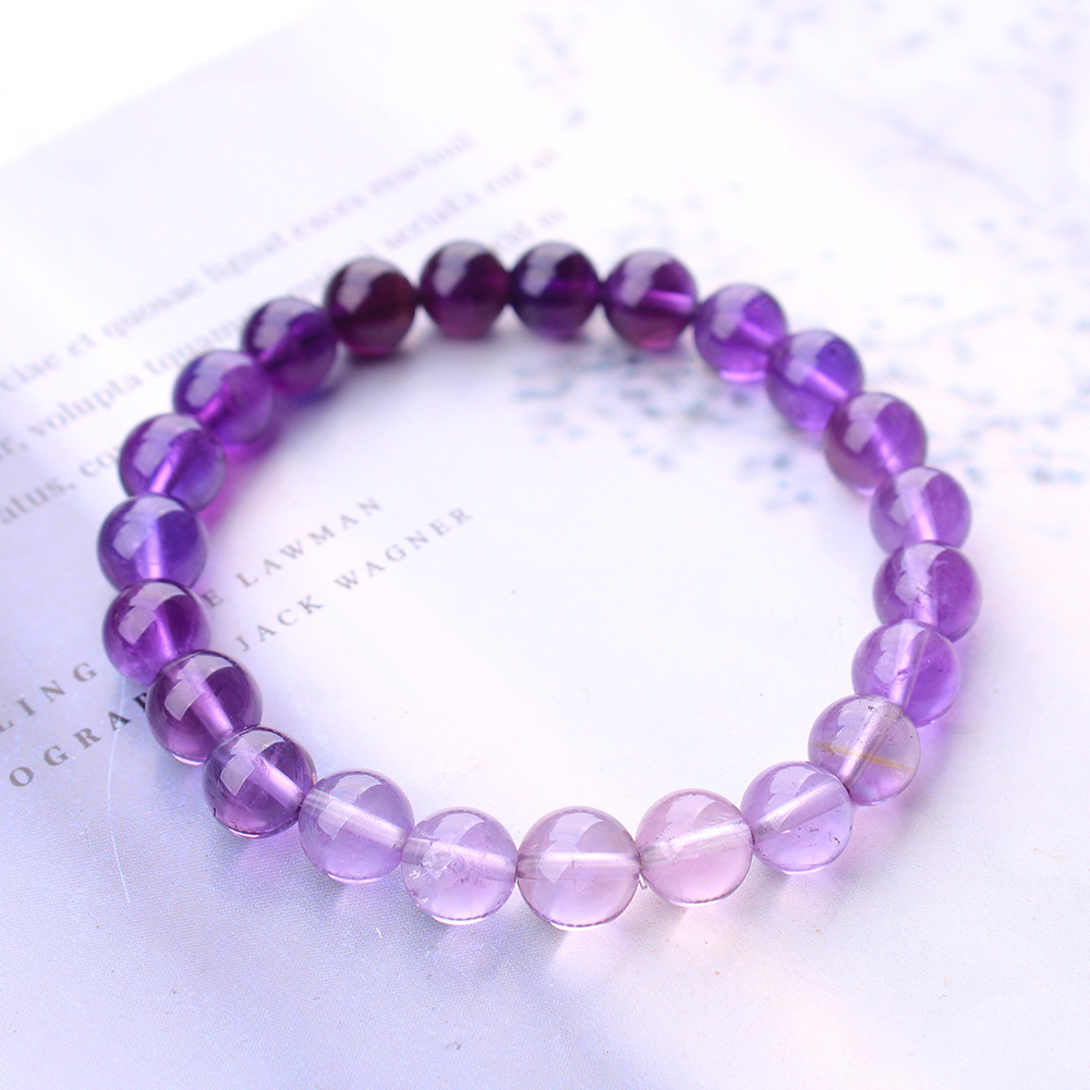천연 보라색 자수정 쿼츠 투명한 라운드 비즈 팔찌 원석 - Gemstone Bracelet Healing 리뷰 및 가격