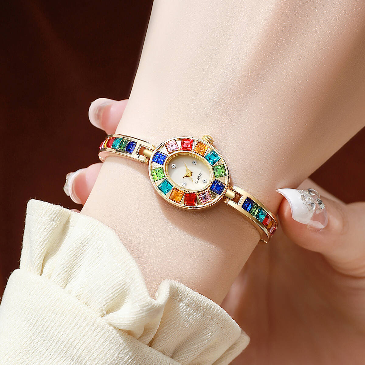 2개/세트 럭셔리 라인스톤 여성용 시계 패션 팔찌 밴드 - Jewelry Watches Women 리뷰 및 가격