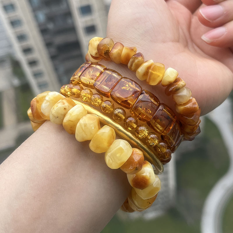 100% 진짜 황색 앰버 팔찌 유니섹스 독특한 불규칙  - Gemstone Bracelet Healing 리뷰 및 가격