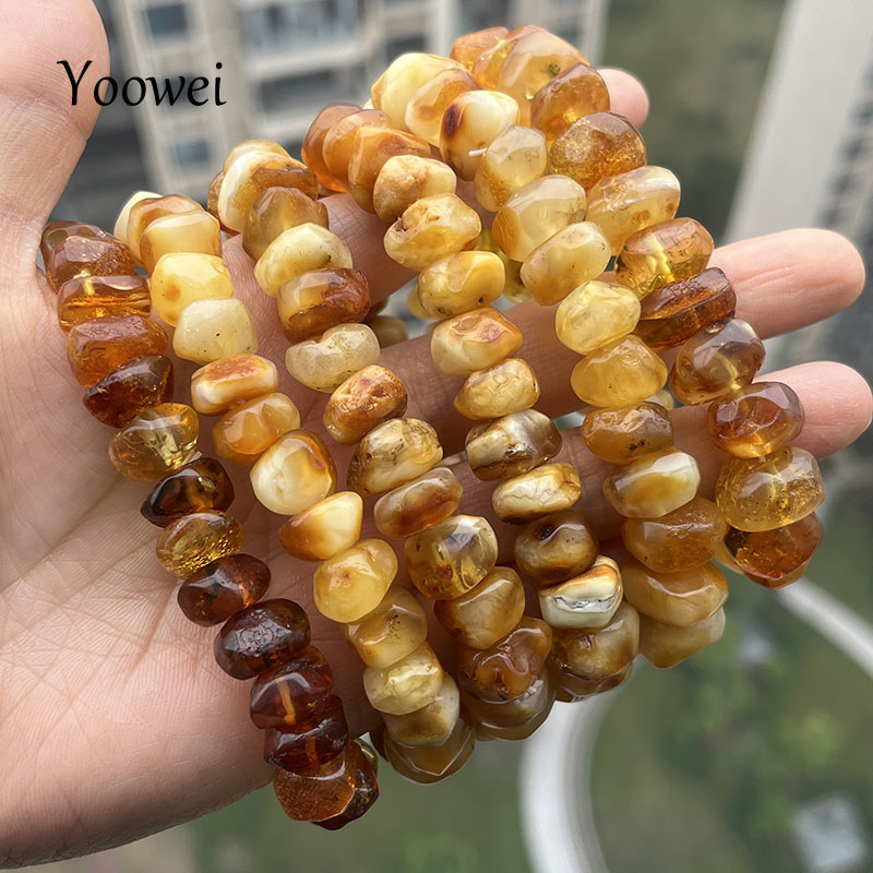 100% 진짜 황색 앰버 팔찌 유니섹스 독특한 불규칙  - Gemstone Bracelet Healing 리뷰 및 가격
