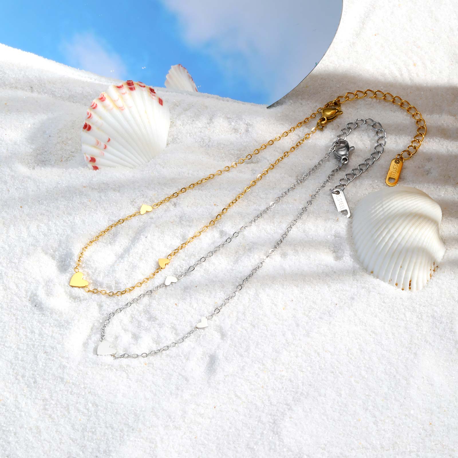 여성을위한 스테인레스 스틸 하트 Anklets, 골드  - Jc Jewelry & Watches Reviews 리뷰 및 가격