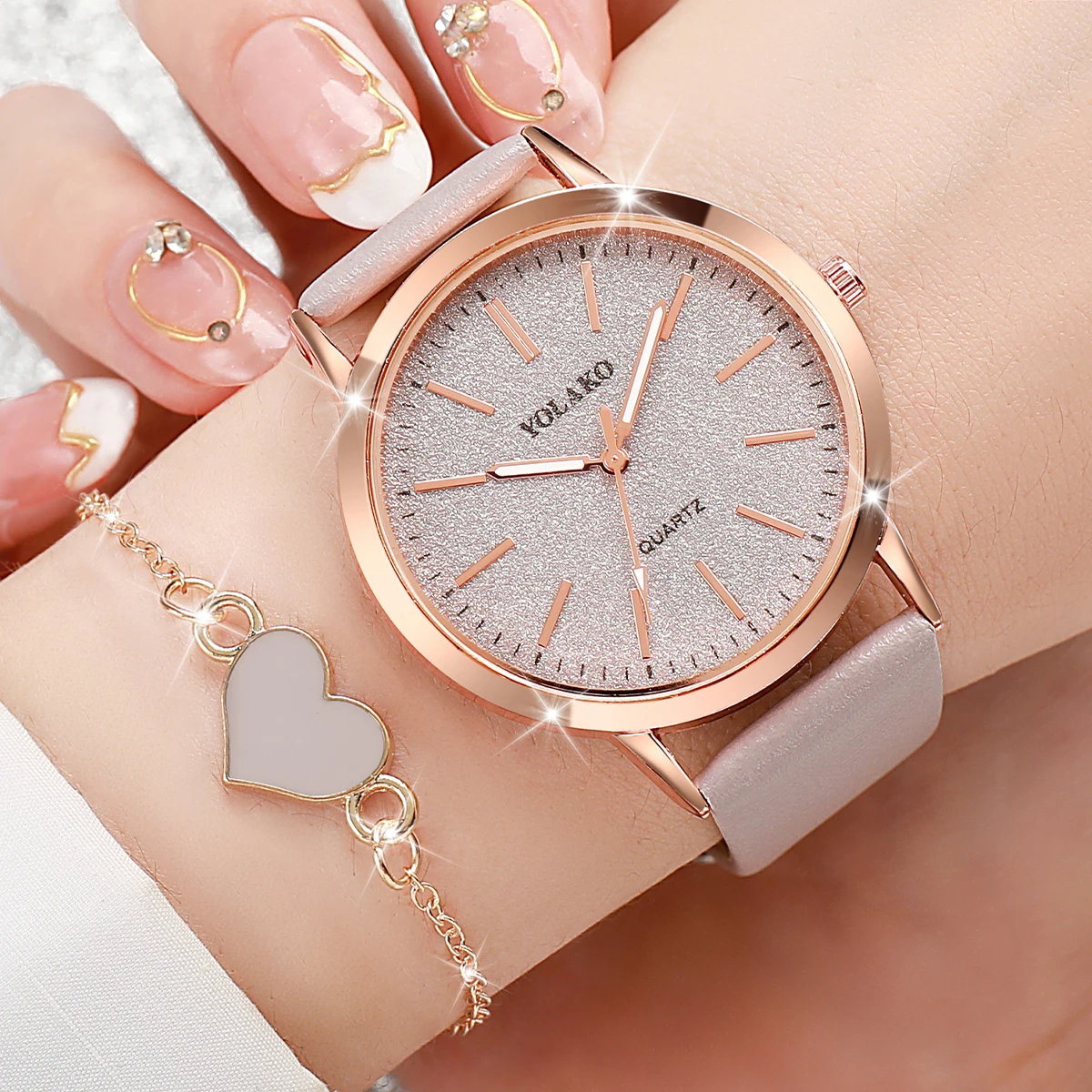 2개 세트 여성 패션 시계 캐주얼 가죽 스트랩 여성용  - Jewelry Watches Women 리뷰 및 가격