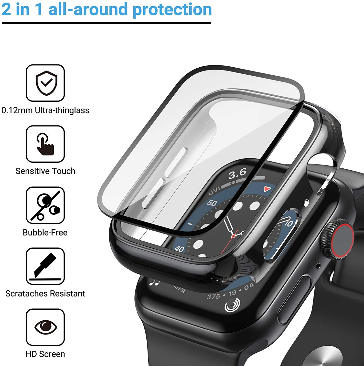 유리 + 커버 Apple Watch 케이스 44mm 4 - Jewelry Smart Watches 리뷰 및 가격