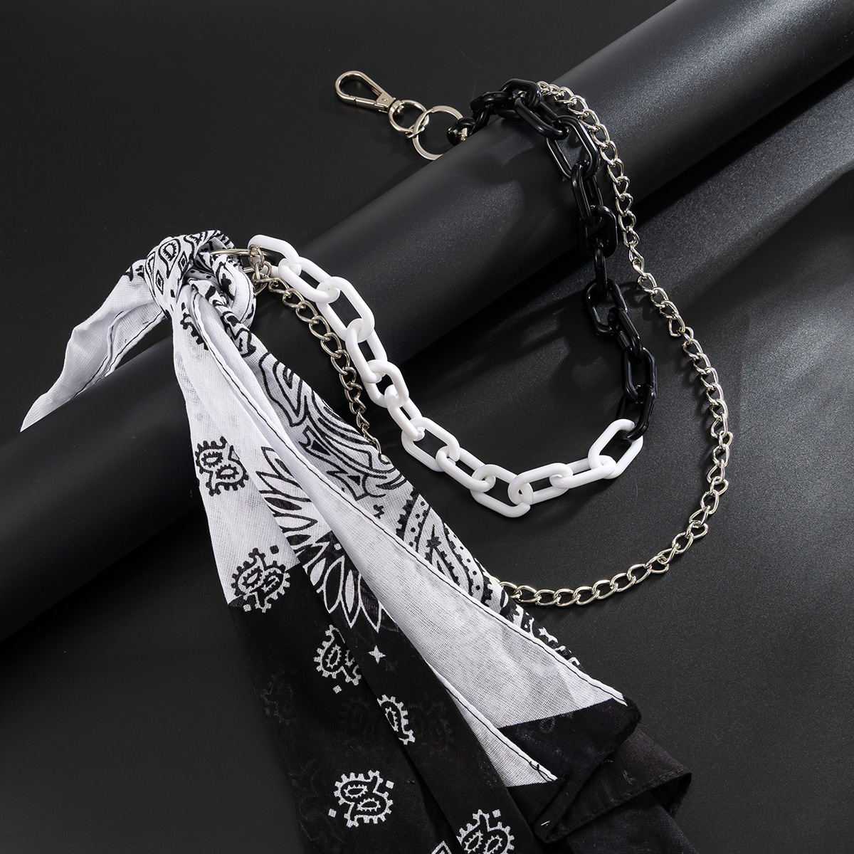페이즐리 반다나 레이어드 팬츠 체인 블랙 화이트 투톤  - Hip Hop Chain Necklace 리뷰 및 가격