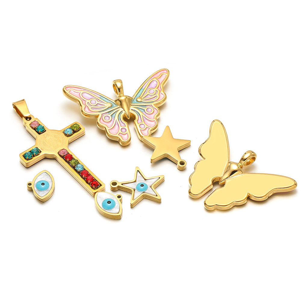 5 개/몫 스테인레스 스틸 에나멜 스타 나비 매력 크로 - Butterfly Pendant Necklace 리뷰 및 가격