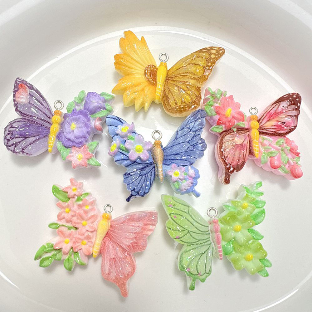 10pcs 새로운 꽃 나비 수지 펜던트 diy 수제 매 - Butterfly Pendant Necklace 리뷰 및 가격