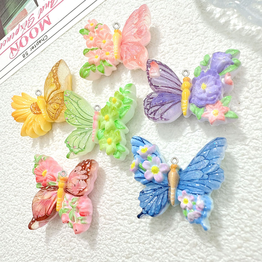 10pcs 새로운 꽃 나비 수지 펜던트 diy 수제 매 - Butterfly Pendant Necklace 리뷰 및 가격