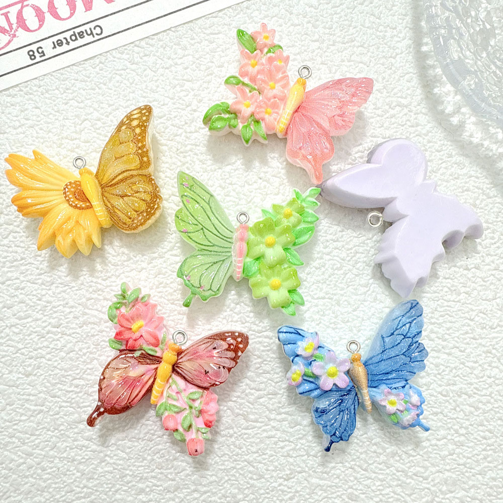 10pcs 새로운 꽃 나비 수지 펜던트 diy 수제 매 - Butterfly Pendant Necklace 리뷰 및 가격