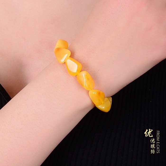 정품 천연 노란색 앰버 타원형 비즈 팔찌 8mm 보석  - Gemstone Bracelet Healing 리뷰 및 가격