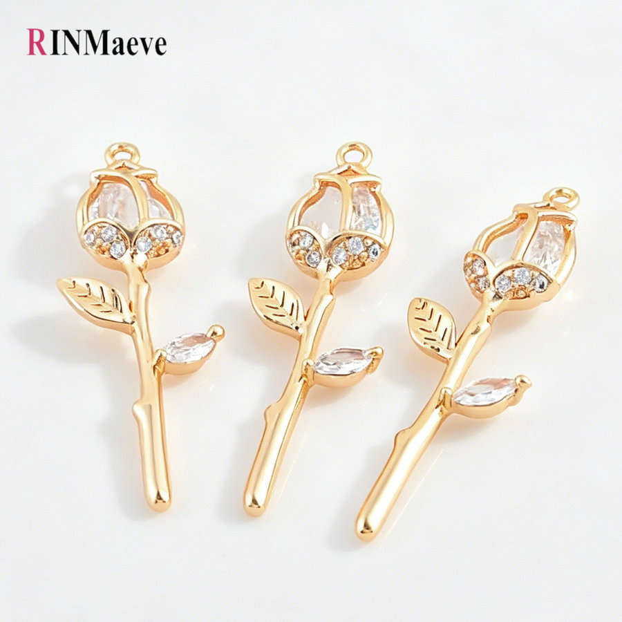 4PCS 9.5*29MM 장미 꽃 18K 골드 컬러 황 - Rose Gold Bracelet 리뷰 및 가격
