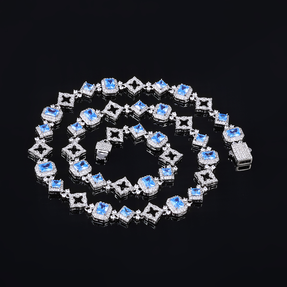 HHIOK 신상 11MM 블루 젬스톤 쿠반 목걸이 아이 - Hip Hop Chain Necklace 리뷰 및 가격