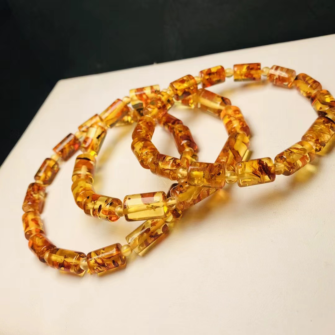 천연 피발드 앰버 레드 클리어 배럴 비즈 팔찌 12x8 - Gemstone Bracelet Healing 리뷰 및 가격