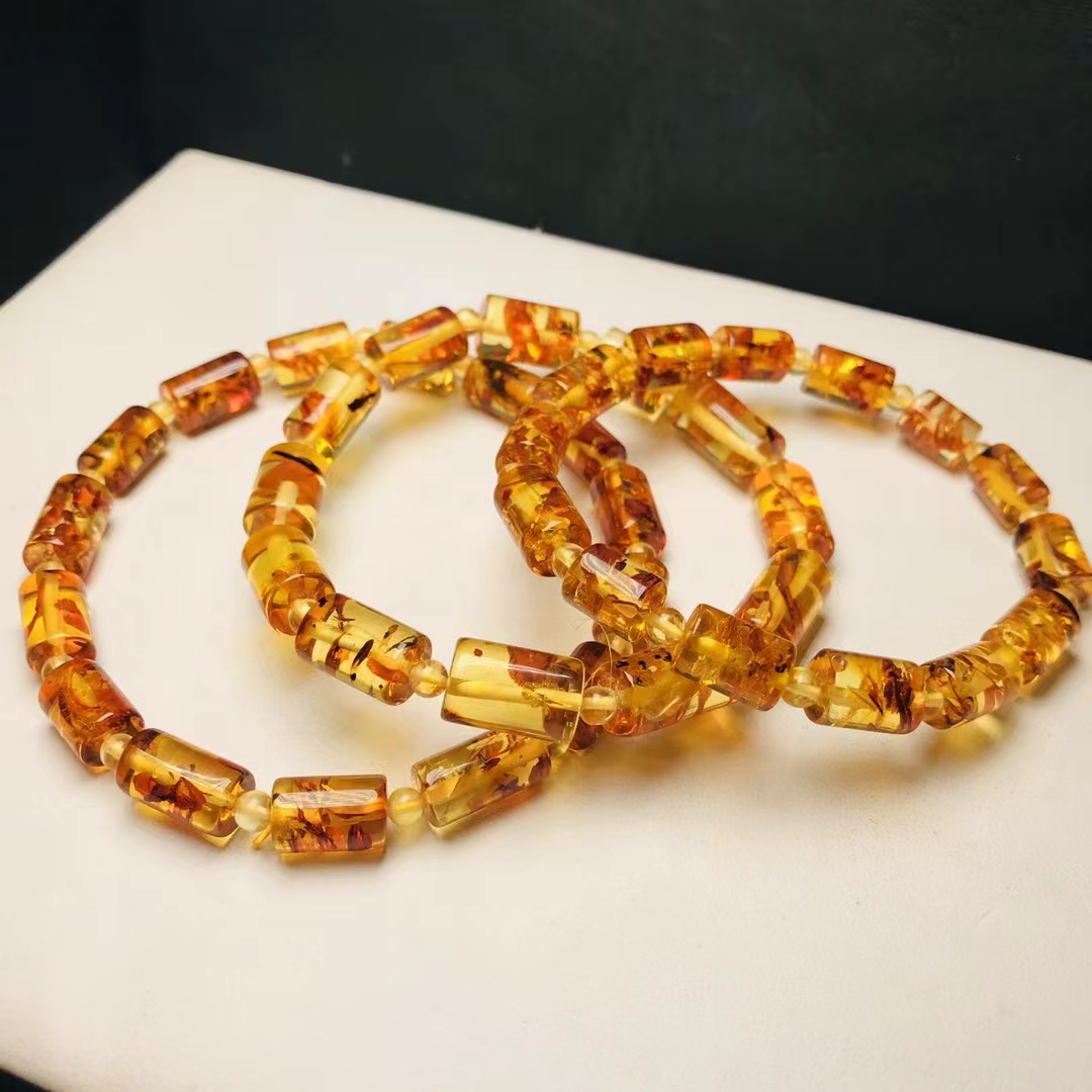 천연 피발드 앰버 레드 클리어 배럴 비즈 팔찌 12x8 - Gemstone Bracelet Healing 리뷰 및 가격