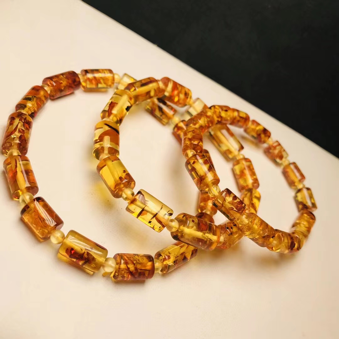 천연 피발드 앰버 레드 클리어 배럴 비즈 팔찌 12x8 - Gemstone Bracelet Healing 리뷰 및 가격
