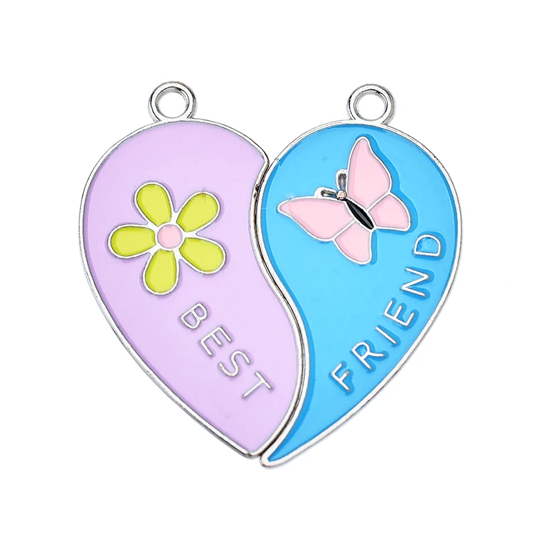 3쌍 실버 베스트 프렌드 자매 사랑 연결 합금 에나멜  - Butterfly Pendant Necklace 리뷰 및 가격