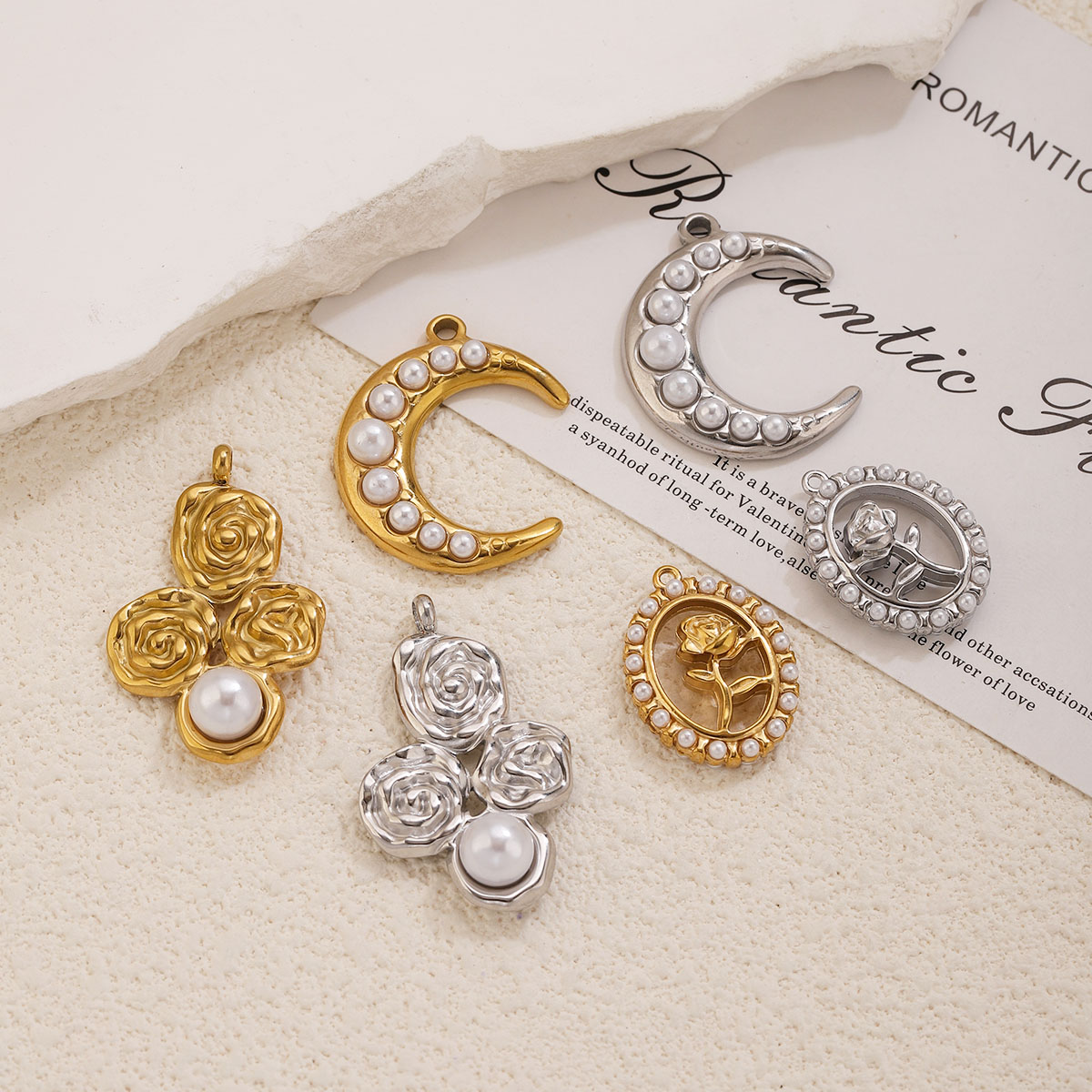 5개 스테인레스 스틸 18K 금도금 달꽃 진주 참 펜던 - Rose Gold Bracelet 리뷰 및 가격