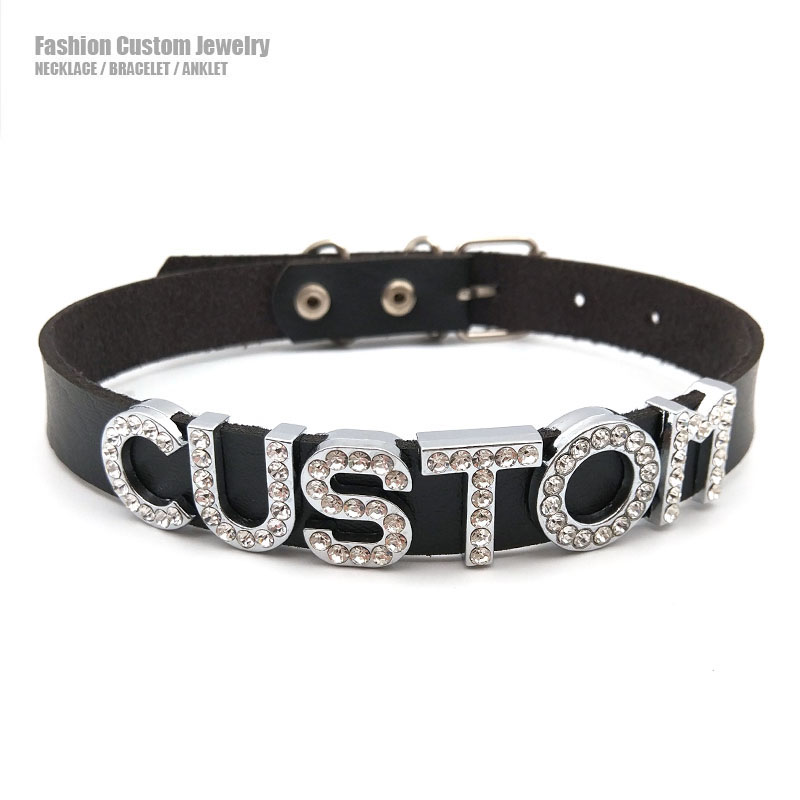 맞춤형 목걸이 라인 석 편지 Collares 인공 가죽 - Crystal Choker Necklace 리뷰 및 가격
