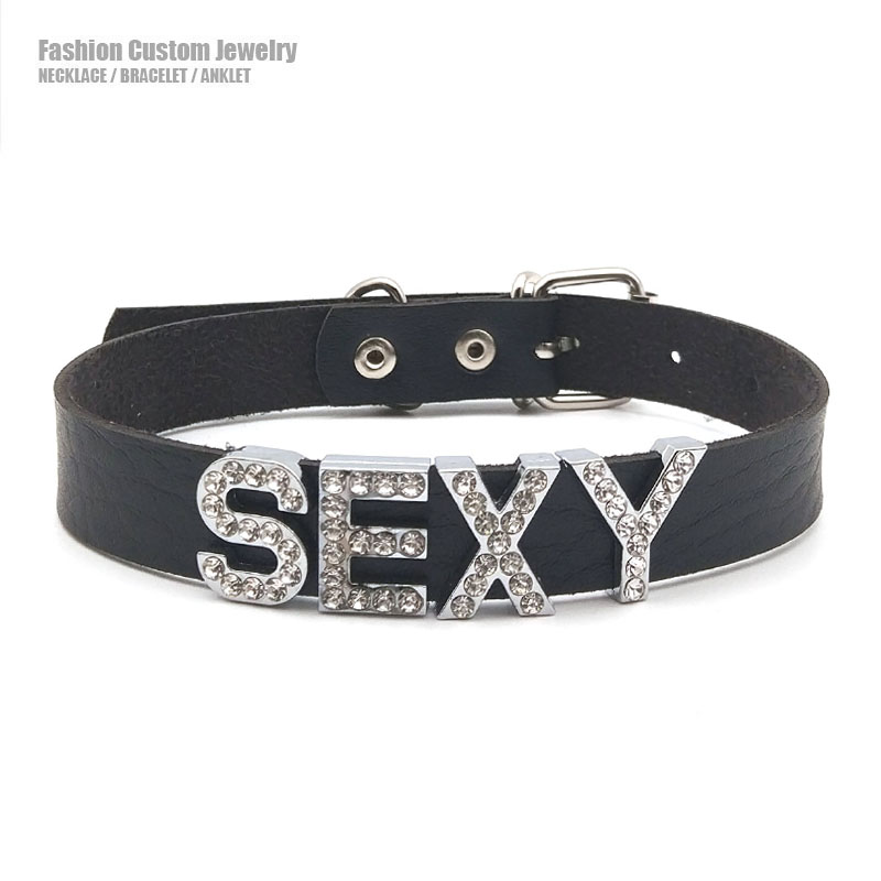 맞춤형 목걸이 라인 석 편지 Collares 인공 가죽 - Crystal Choker Necklace 리뷰 및 가격