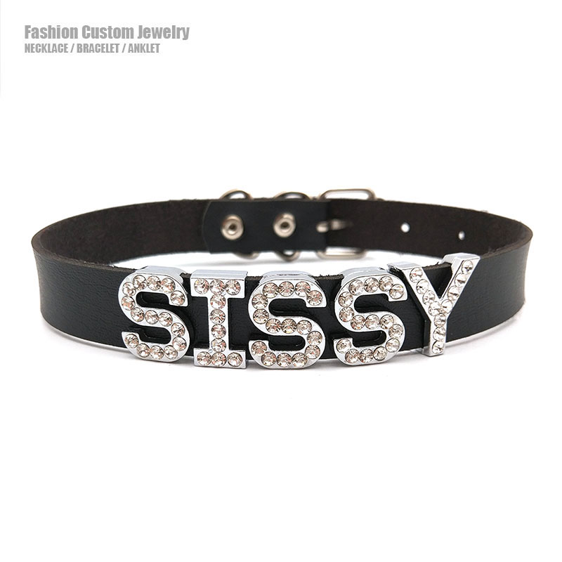 맞춤형 목걸이 라인 석 편지 Collares 인공 가죽 - Crystal Choker Necklace 리뷰 및 가격