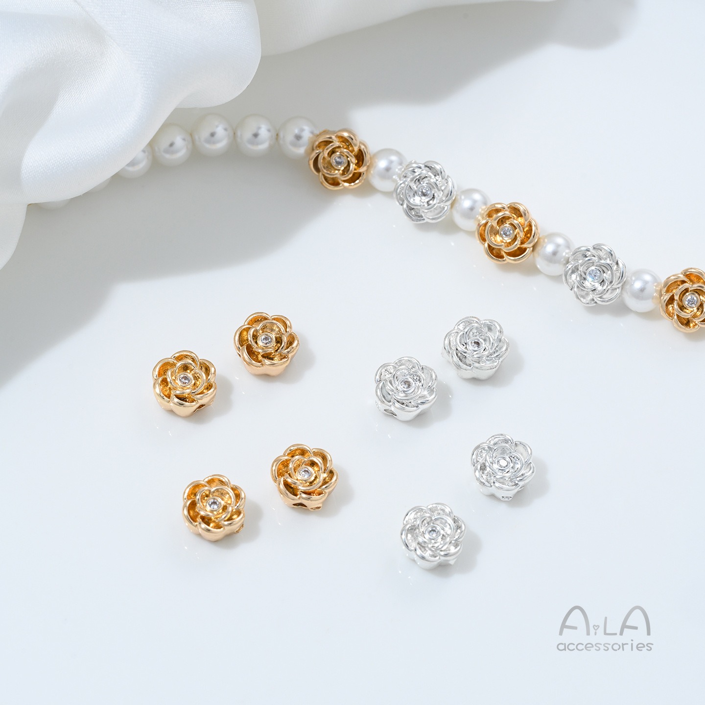구리 도금 14K 골드 인레이드 지르콘 로즈 비드 스페 - Rose Gold Bracelet 리뷰 및 가격