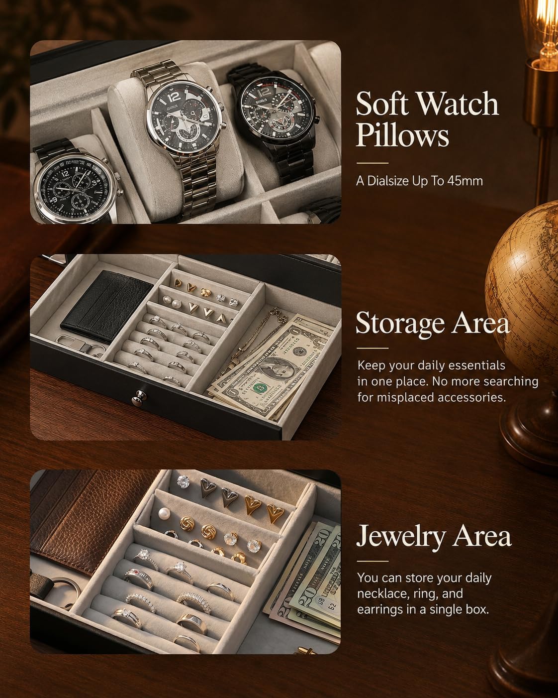 남성용 시계 보관함, 12칸 유리 뚜껑 시계 케이스,  - Jewelry Watches & Accessories 리뷰 및 가격