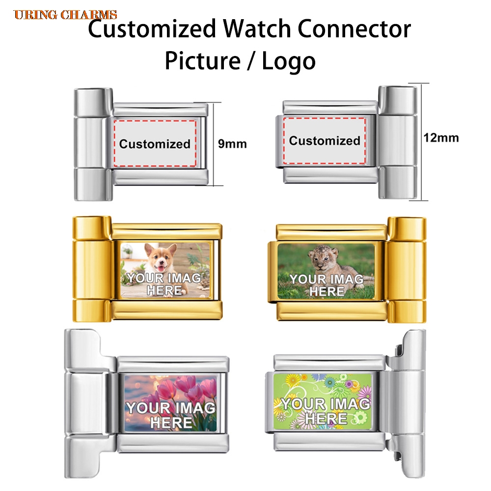 1쌍 사진 로고 맞춤형 시계 스트랩 커넥터 9mm 이탈 - Jewelry Watches Women 리뷰 및 가격