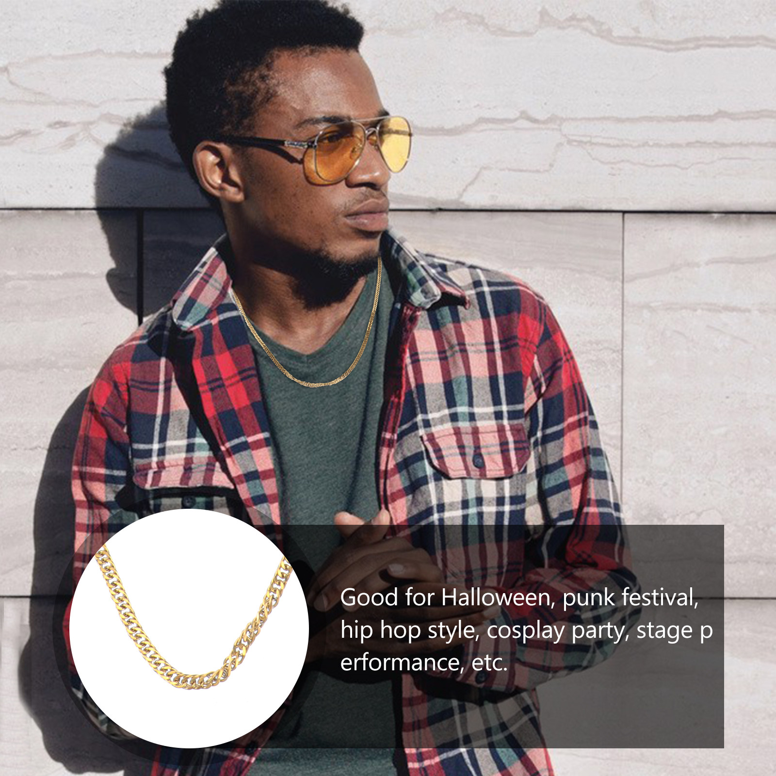 1Pcs 골든 더블 버클 체인 패션 체인 힙합 액세서리 - Hip Hop Chain Necklace 리뷰 및 가격