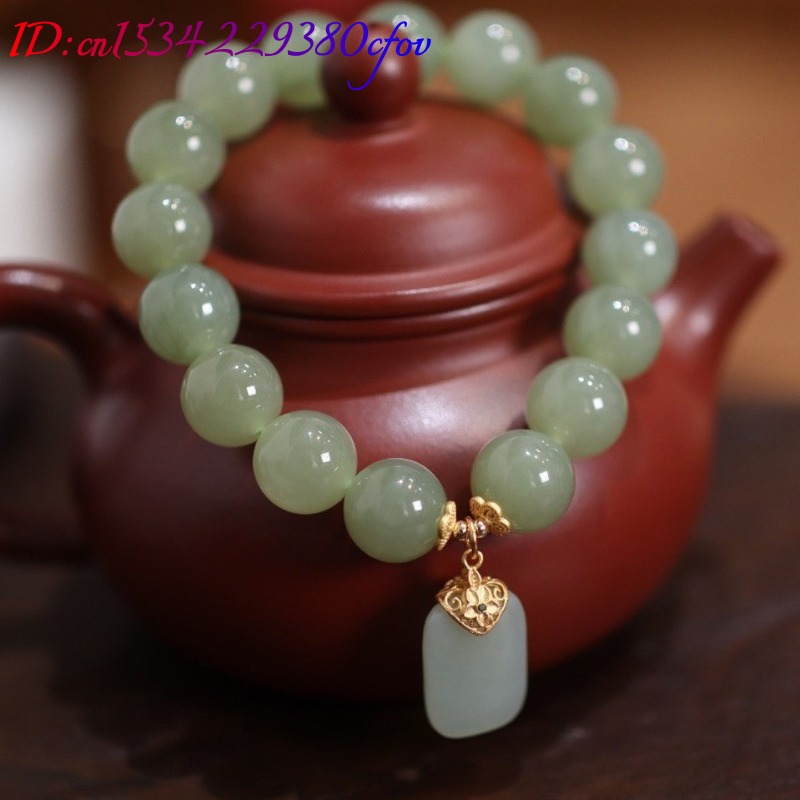 천연 호탄 옥 비즈 꽃 연꽃 팔찌 원석 뱅글 진짜 보석 - Gemstone Bracelet Healing 리뷰 및 가격