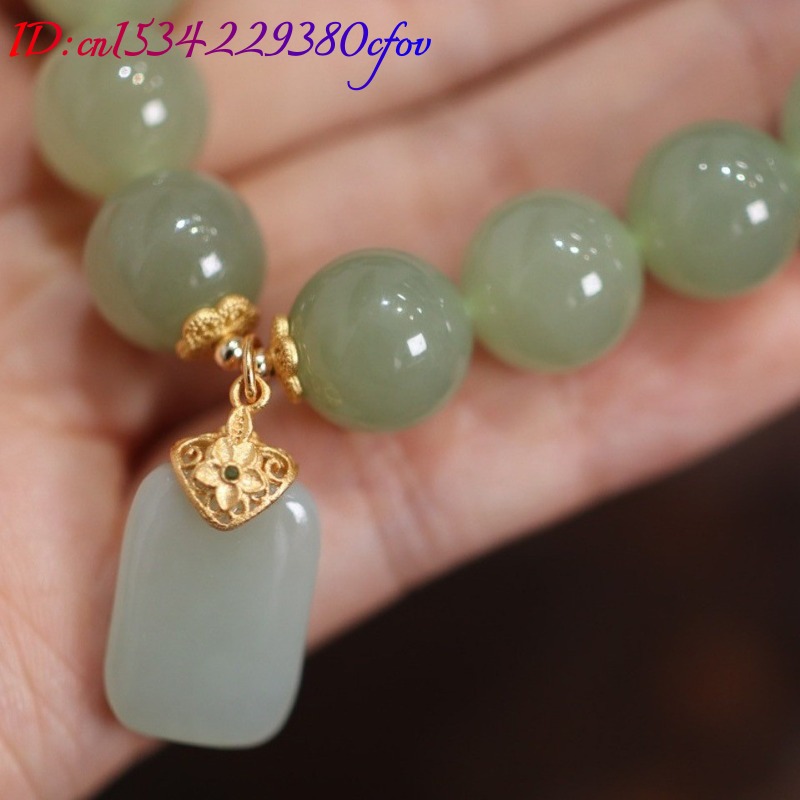 천연 호탄 옥 비즈 꽃 연꽃 팔찌 원석 뱅글 진짜 보석 - Gemstone Bracelet Healing 리뷰 및 가격