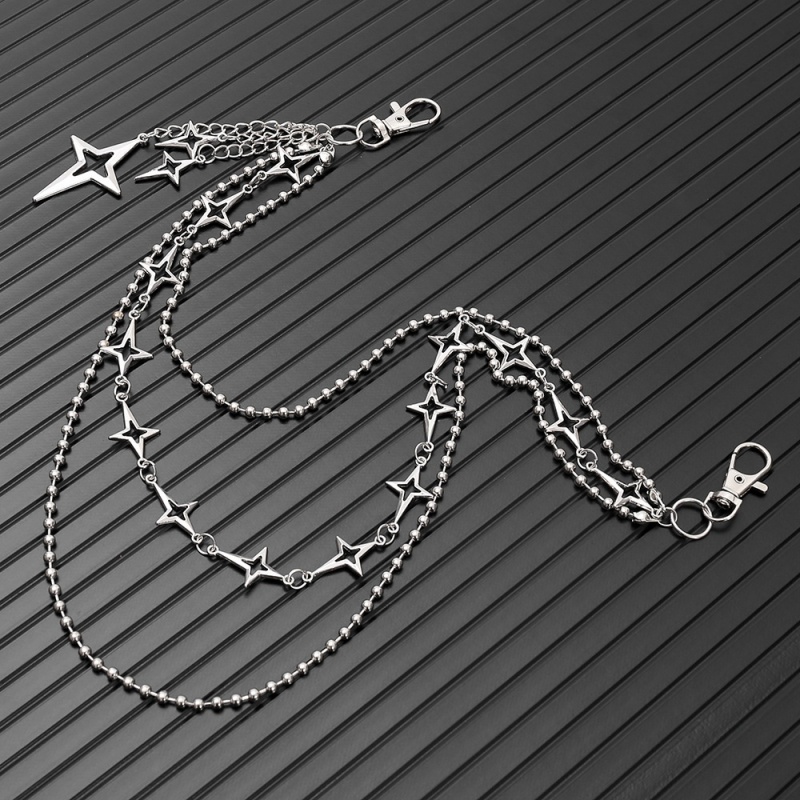 여성 펑크 힙합 멀티 레이어 스타 펜던트 허리 체인 트 - Hip Hop Chain Necklace 리뷰 및 가격